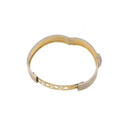 Vintage 1940s CHEEVER TWEEDY Art Deco Gold Fill Purple Glass Bangle 7" Bracelet