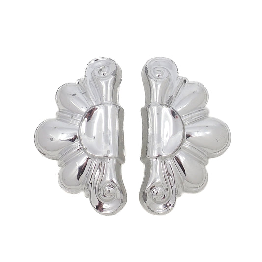 Vintage 1960s Silver Tone Metal Modernist Clip On Earrings