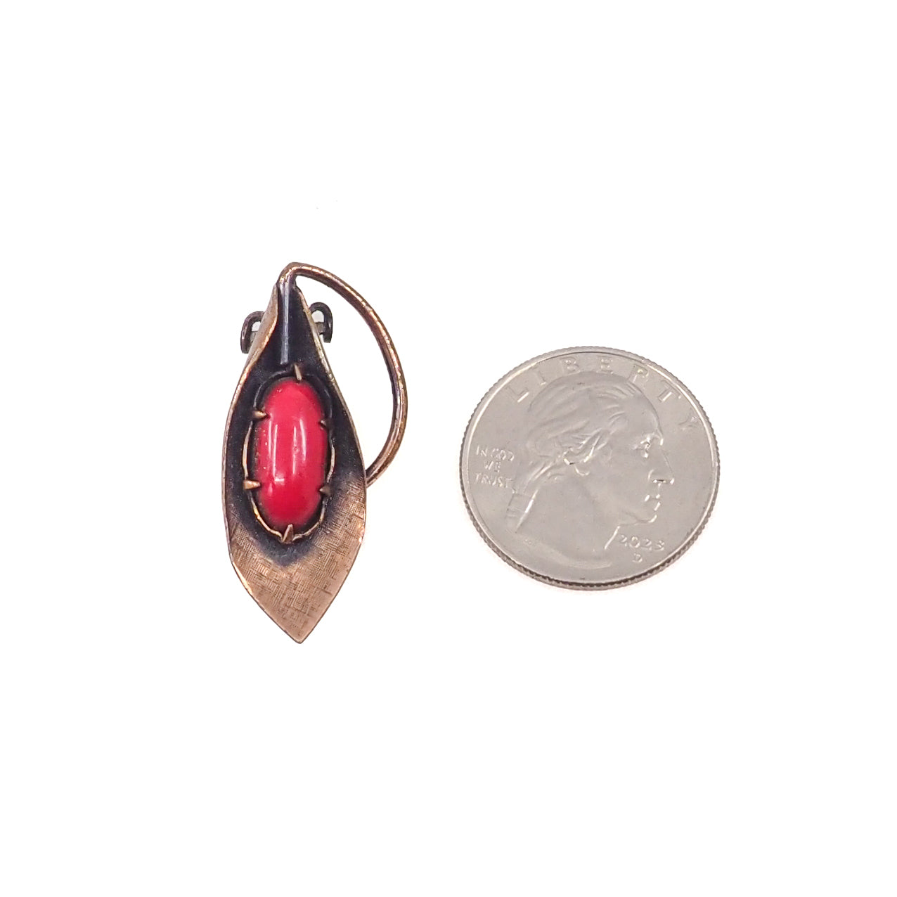 Vintage 1960s MATISSE Red Copper Leaf Mid-Century Modern Clip-On Earrings
