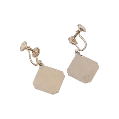 Vintage 1950s Yellow Gold Filled Engraved Screw Back Drop Earrings