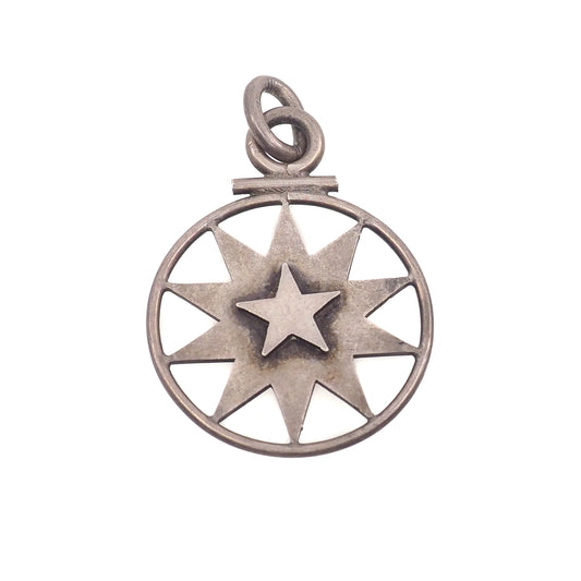 Vintage 1970s Silver Plate Large Ten-Pointed Star Decagram Statement Pendant