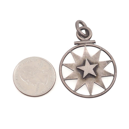 Vintage 1970s Silver Plate Large Ten-Pointed Star Decagram Statement Pendant