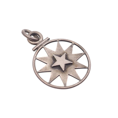 Vintage 1970s Silver Plate Large Ten-Pointed Star Decagram Statement Pendant