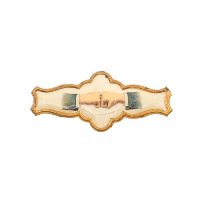 Antique 1890s Victorian WHITEHEAD & HOAG Fraternal Handshake Celluloid Pin