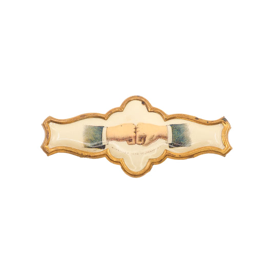 Antique 1890s Victorian WHITEHEAD & HOAG Fraternal Handshake Celluloid Pin