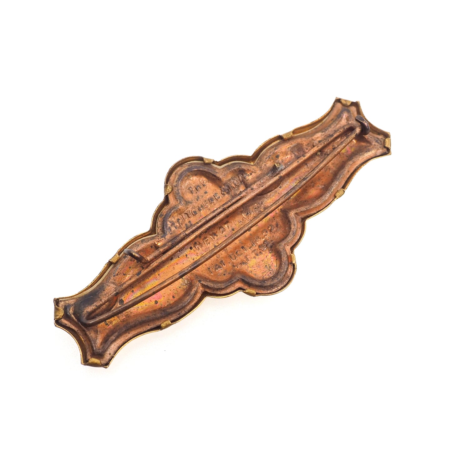 Antique 1890s Victorian WHITEHEAD & HOAG Fraternal Handshake Celluloid Pin