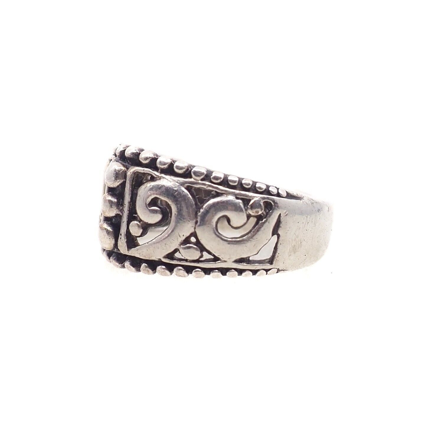 Vintage 1990s Sterling Silver Thick Band Southwestern Ring Size 6.75