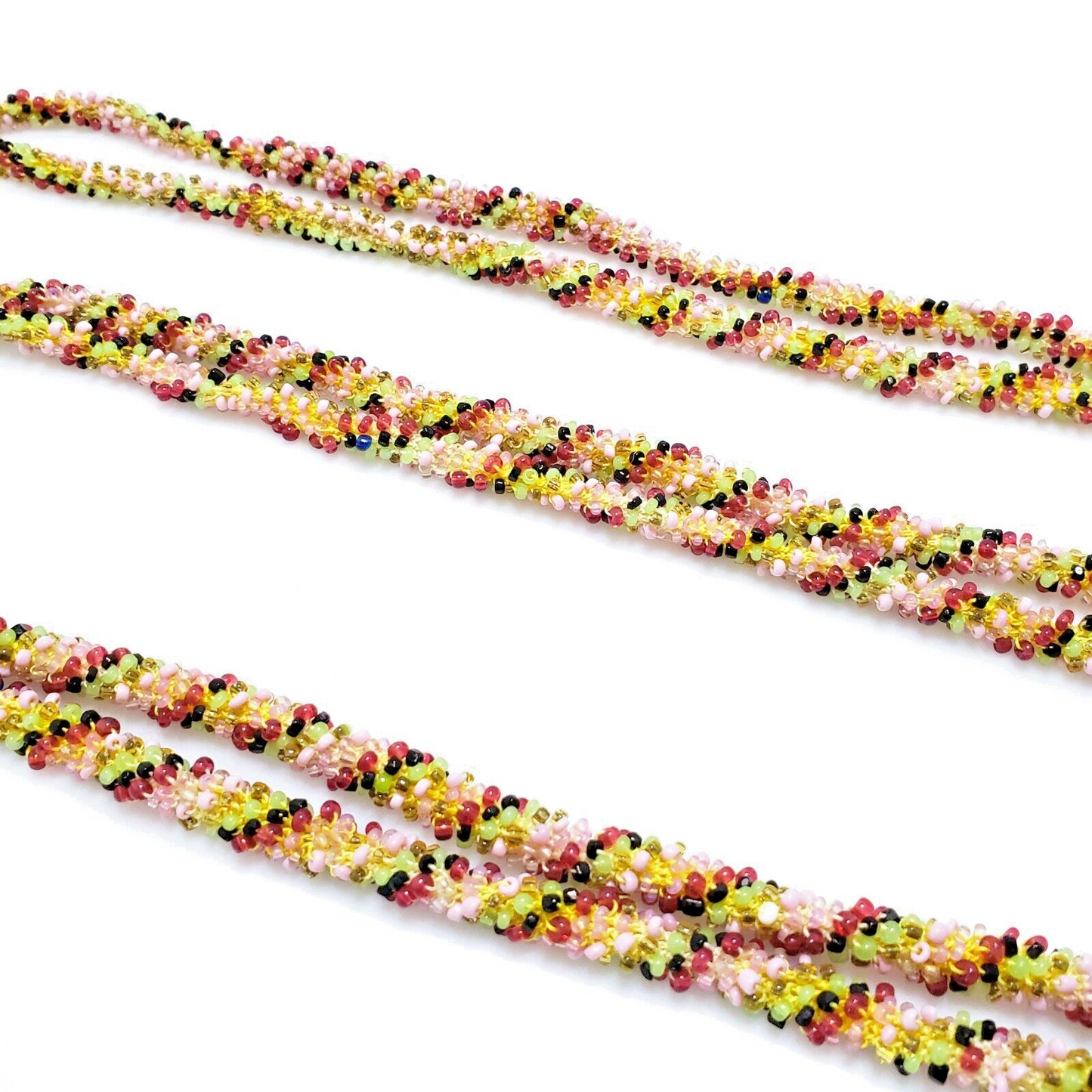 Antique 1920s Art Deco Rope Seed Bead Long Tassel 68" Necklace