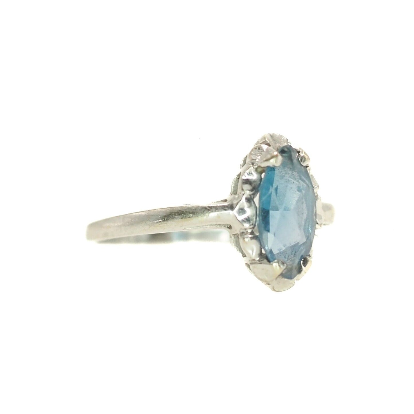 Vintage 1970s Marquise Blue Lab Created Spinel and 10K Ring 6.25