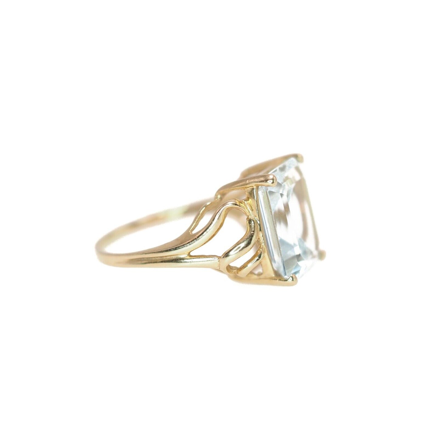 Vintage 1980s 5.11-Carat Natural Aquamarine and 14K Ring Size 6