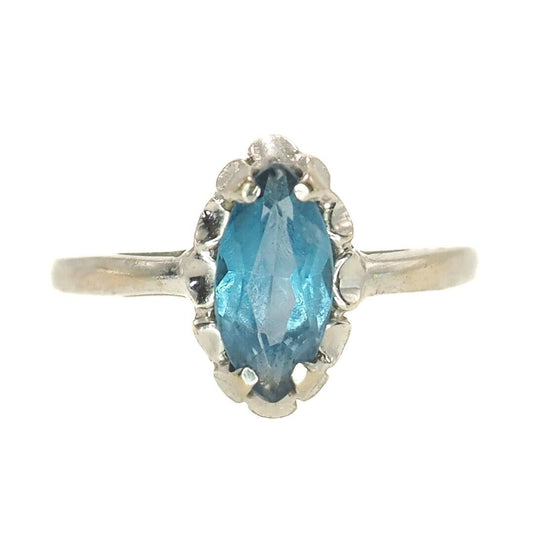 Vintage 1970s Marquise Blue Lab Created Spinel and 10K Ring 6.25