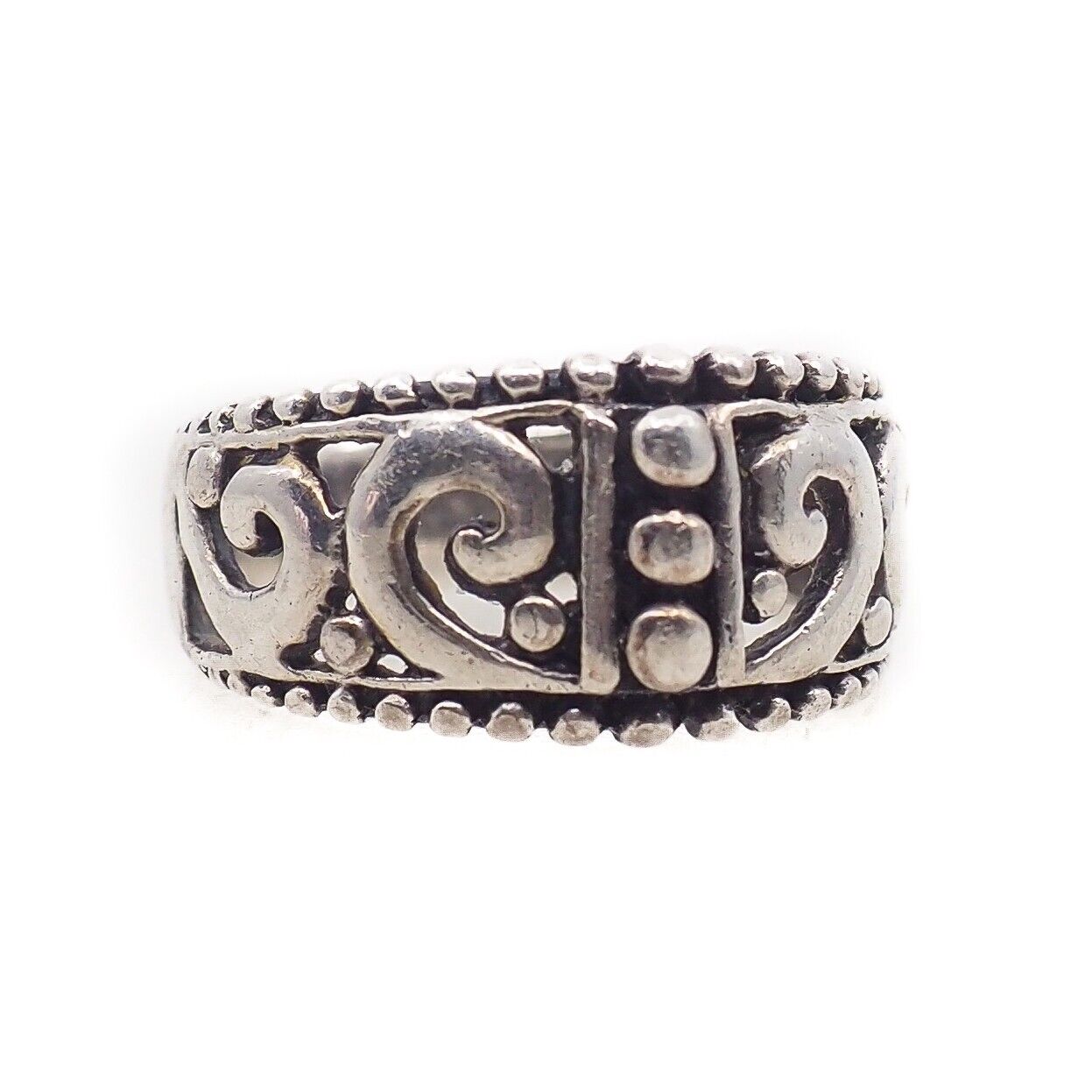 Vintage 1990s Sterling Silver Thick Band Southwestern Ring Size 6.75