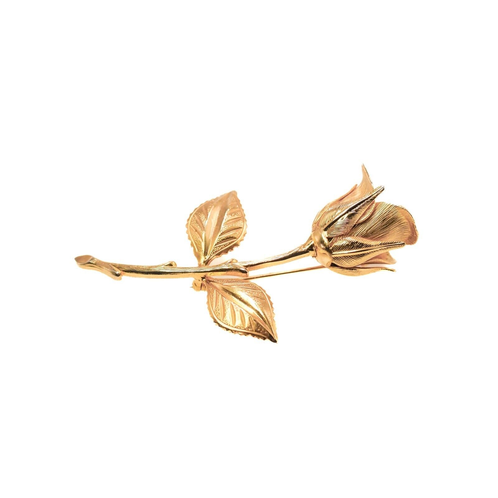 Vintage 1980s Gold Tone Rose Flower Brooch