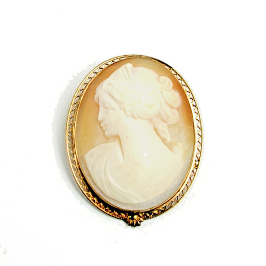 Vintage 1962 ROLYN INC. Shell Cameo and Gold Filled Brooch and Pendant Combo