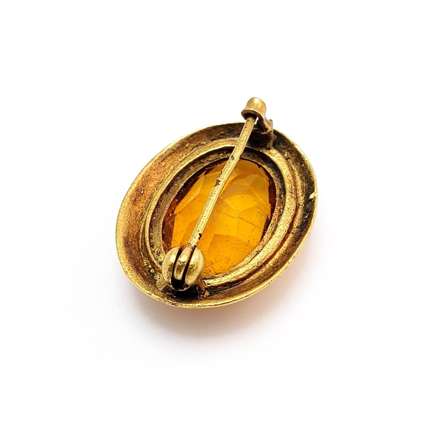 Antique 1900s Victorian Oval Orange Gold Filled Brooch