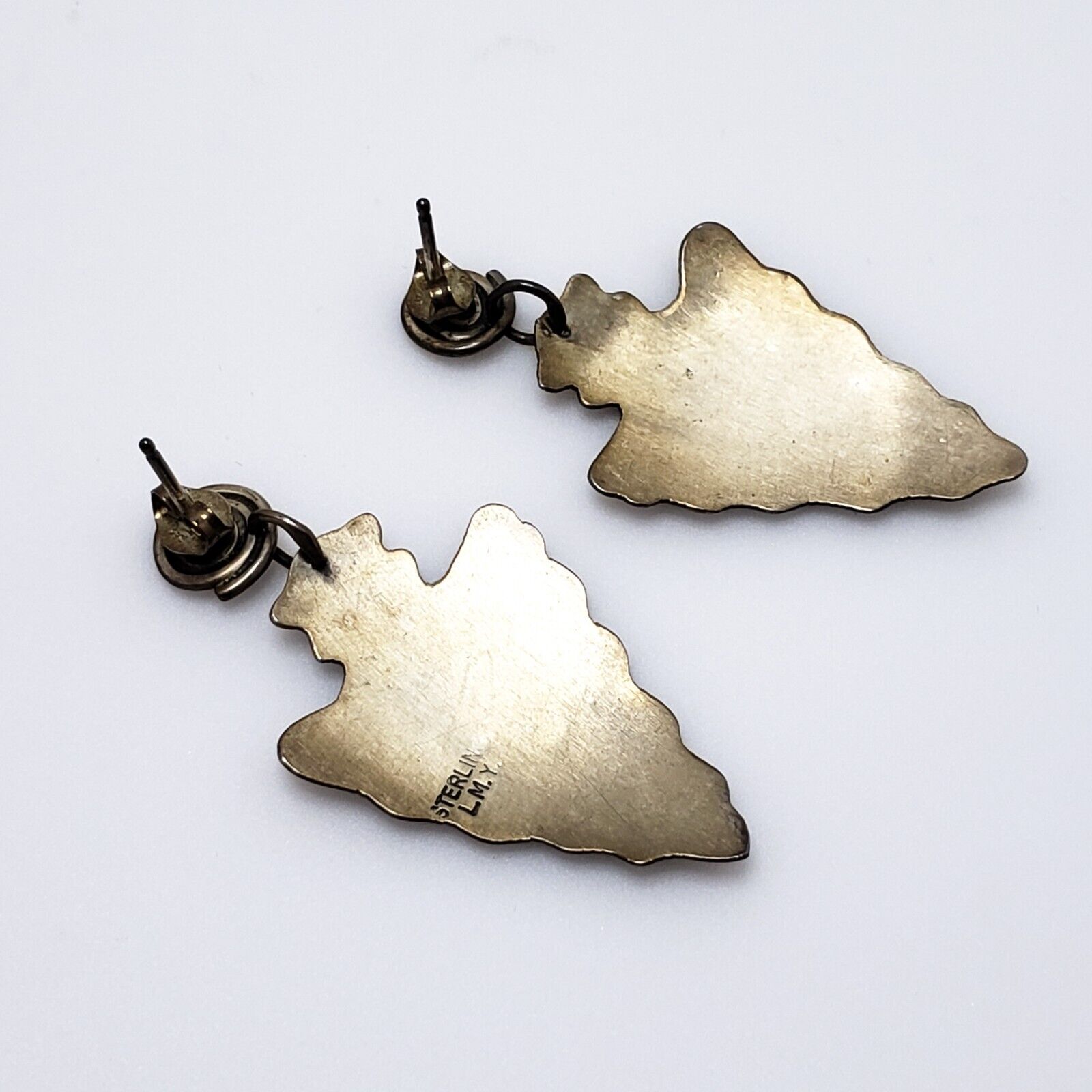 Vintage 1980s Sterling Silver Kokopelli Arrow Head Southwestern Dangle Earrings