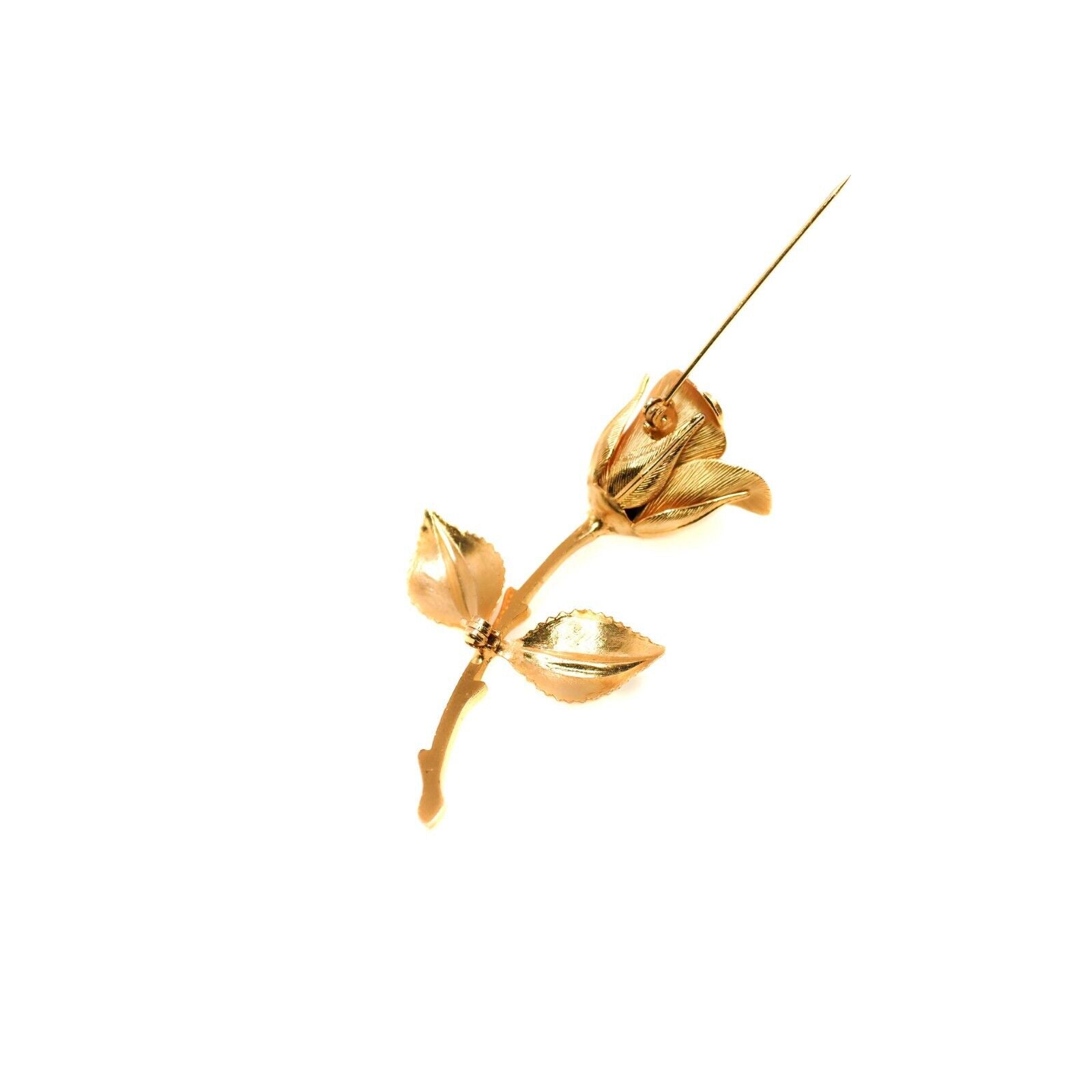 Vintage 1980s Gold Tone Rose Flower Brooch