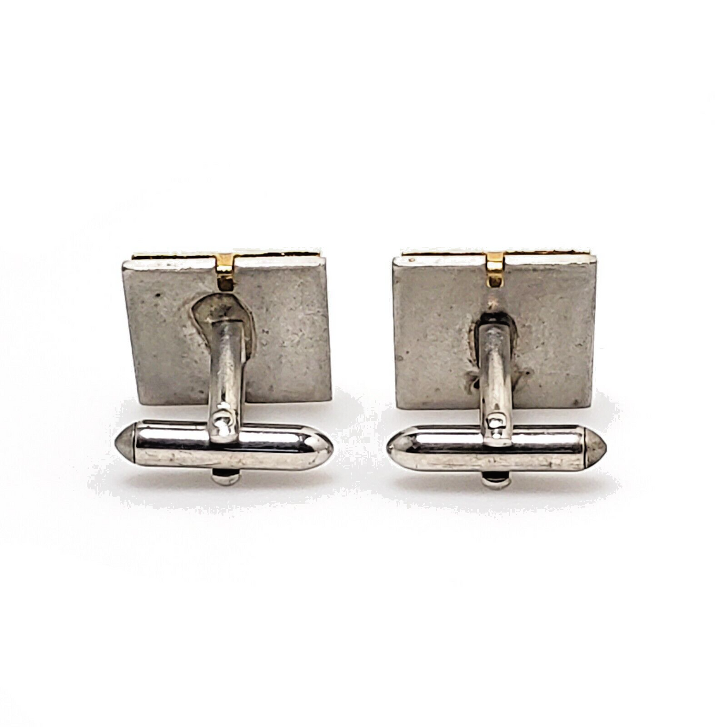 Vintage 1980s Cufflinks Brass and Silver Tone Unisex Cufflinks