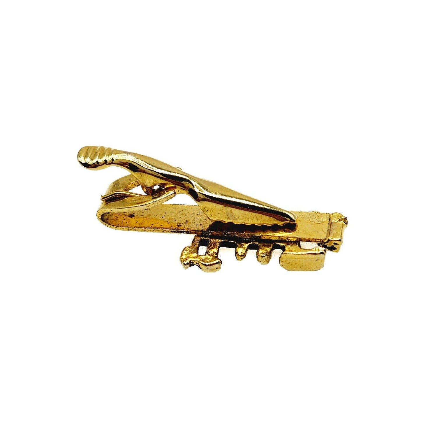 Vintage 1970s Yellow Gold Tone Steam Train Tie Clip