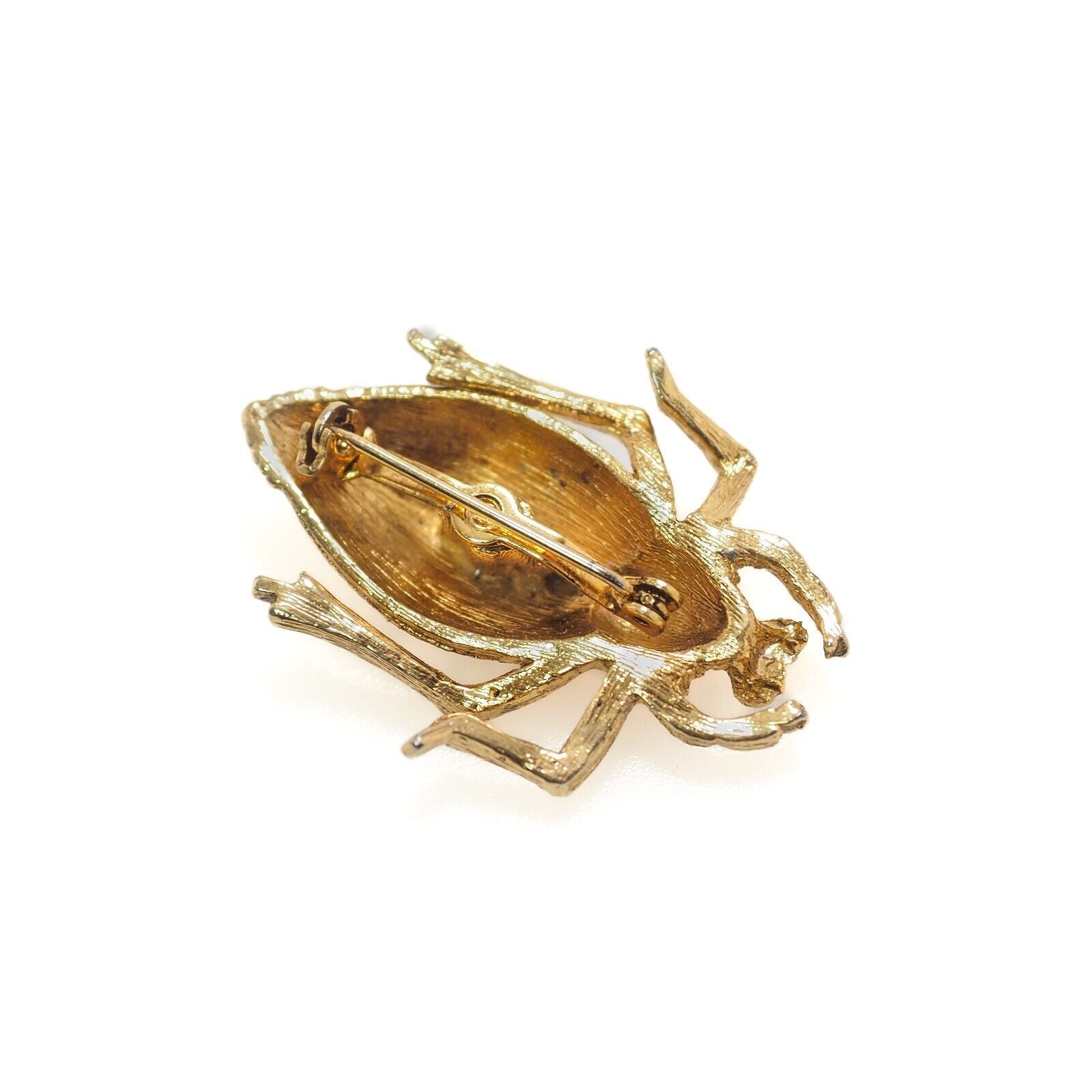 Vintage 1970s Scarab Beetle Chunky Large Yellow Gold Plate Bug Unisex Brooch