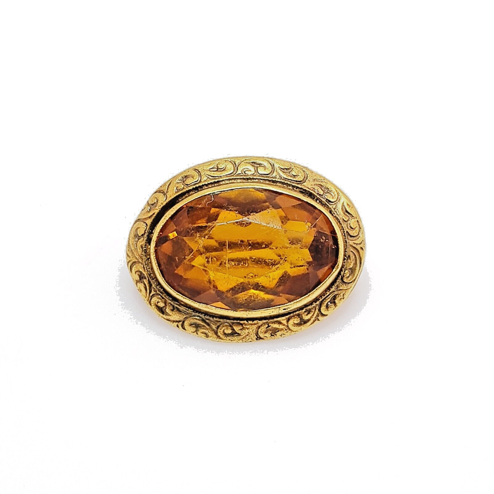 Antique 1900s Victorian Oval Orange Gold Filled Brooch