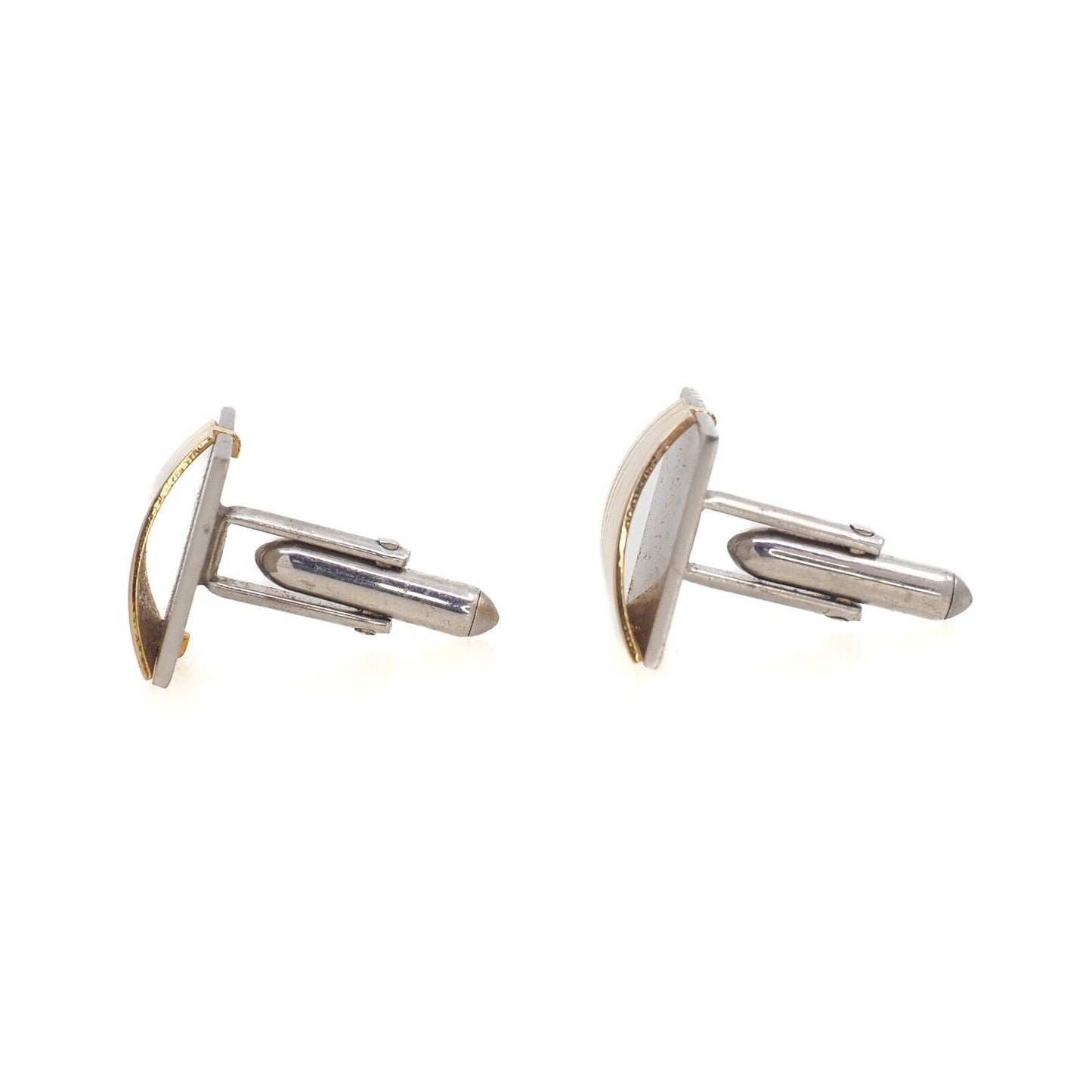 Vintage 1980s Cufflinks Brass and Silver Tone Unisex Cufflinks