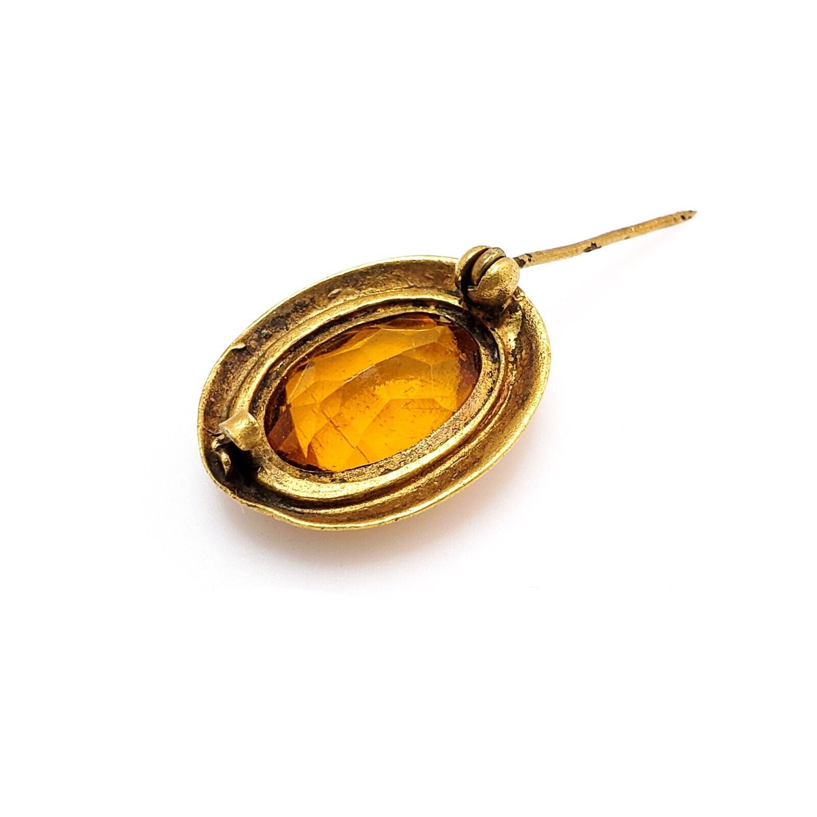 Antique 1900s Victorian Oval Orange Gold Filled Brooch