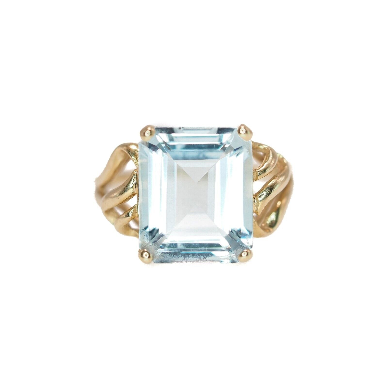 Vintage 1980s 5.11-Carat Natural Aquamarine and 14K Ring Size 6