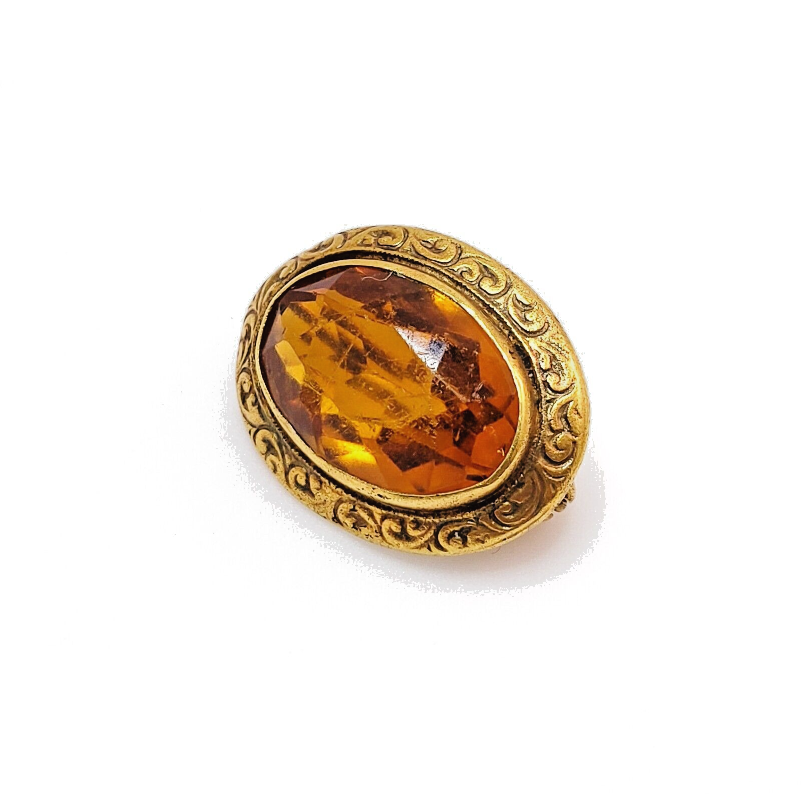 Antique 1900s Victorian Oval Orange Gold Filled Brooch