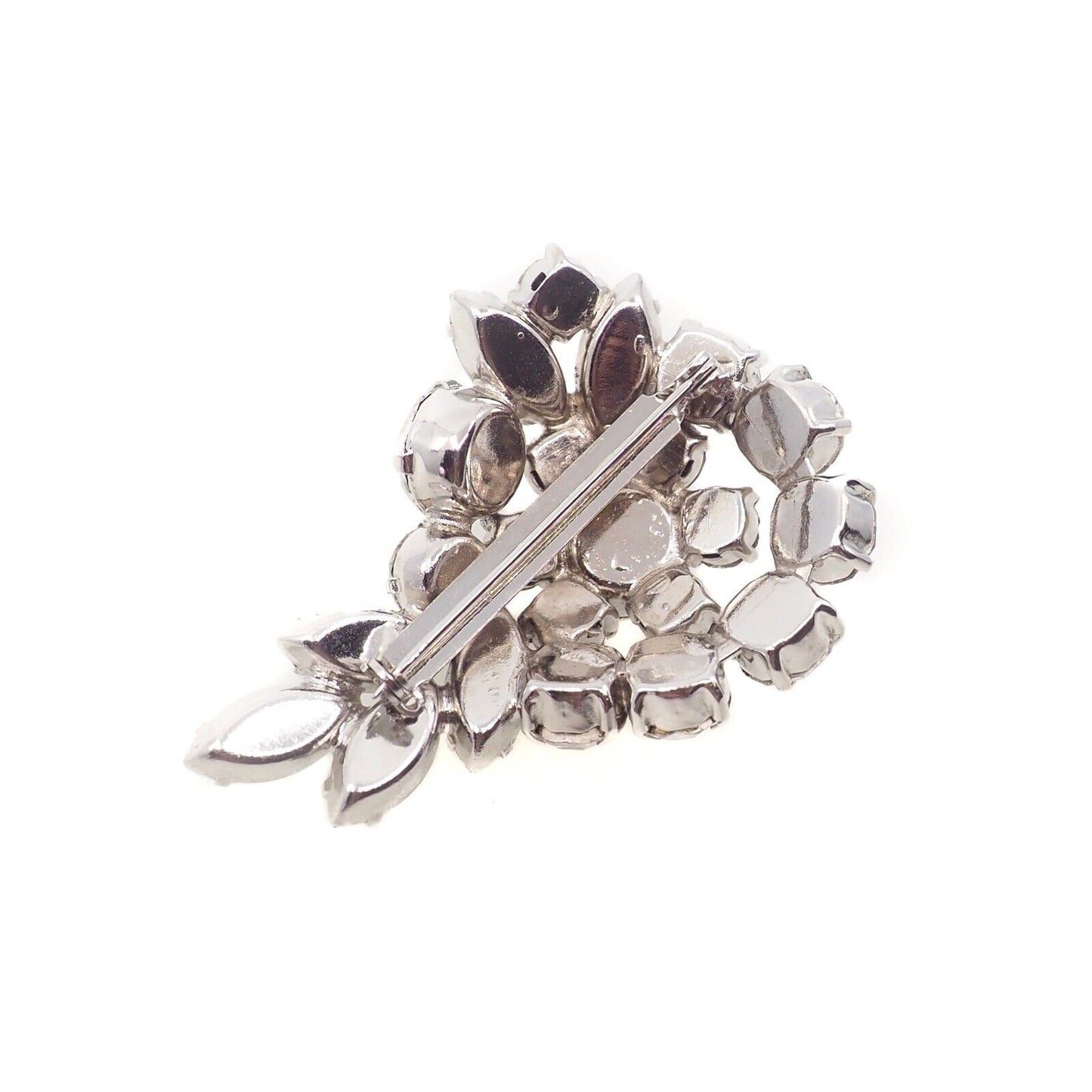 Vintage 1950s Starburst Spray Clear Rhinestone Silver Tone Large Brooch