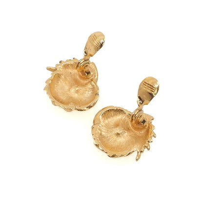 Vintage 1980s MONET Chunky Large Knot Yellow Gold Plate Clip On Earrings