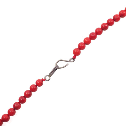 Vintage 1970s Coral and Sterling Silver Matched Bead 19" Necklace
