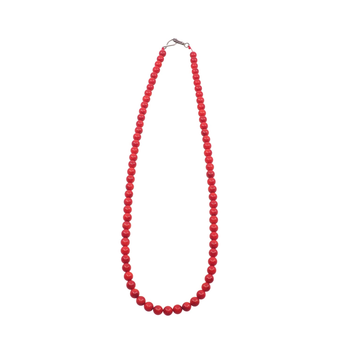 Vintage 1970s Coral and Sterling Silver Matched Bead 19" Necklace