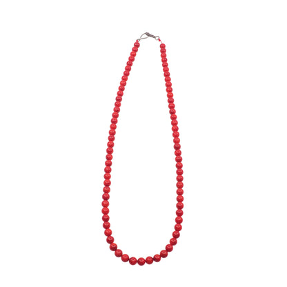 Vintage 1970s Coral and Sterling Silver Matched Bead 19" Necklace