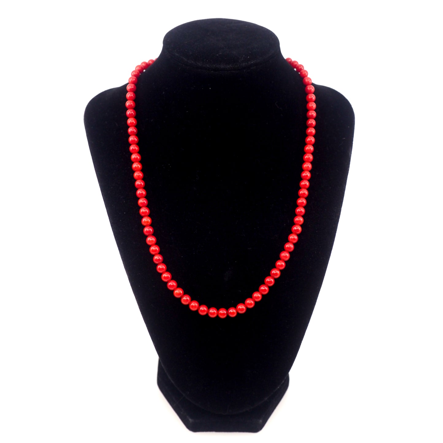 Vintage 1970s Coral and Sterling Silver Matched Bead 19" Necklace