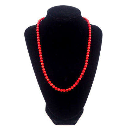 Vintage 1970s Coral and Sterling Silver Matched Bead 19" Necklace