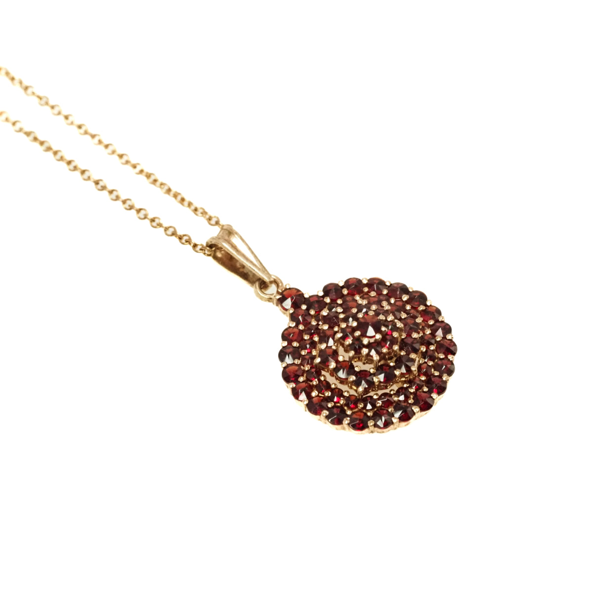 Vintage 1960s Swedish Rose Cut Garnet and Gold Washed 800 Silver Pendant 15" Necklace image 3