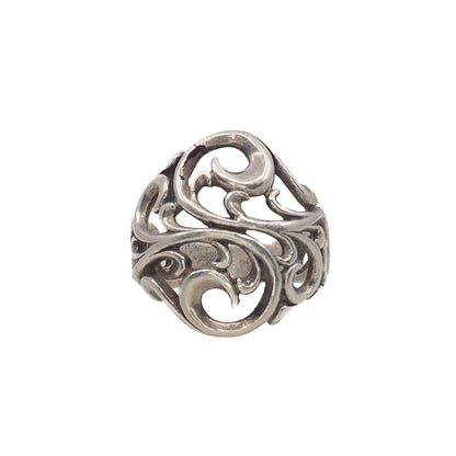 Vintage 1990s Sterling Silver Thick Band Southwestern Ring Size 6