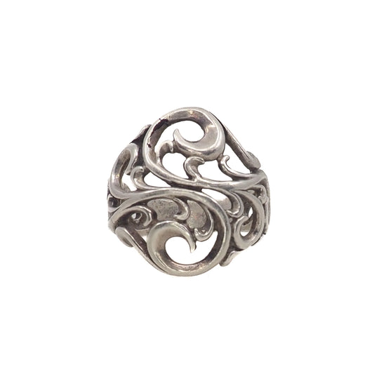 Vintage 1990s Sterling Silver Thick Band Southwestern Ring Size 6