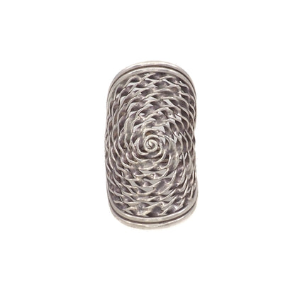 Vintage 1990s Sterling Silver Rose Swirled Large Full Finger Statement Ring Size 7.25