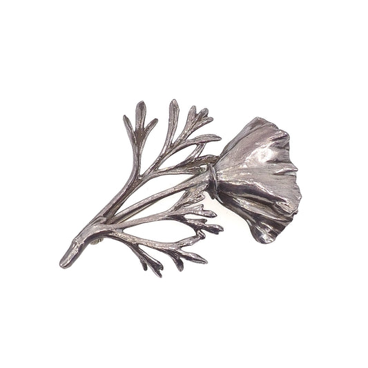 Vintage 1940s Retro Sterling Silver Flower Floral Unisex Brooch