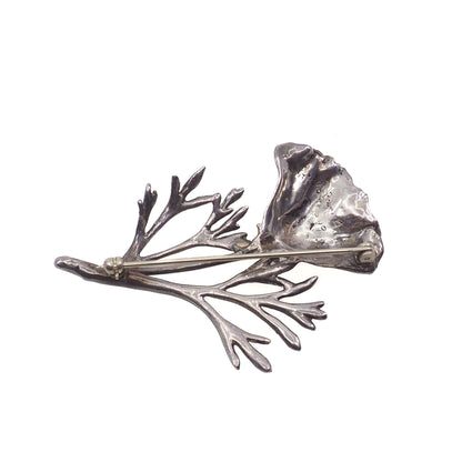 Vintage 1940s Retro Sterling Silver Flower Floral Unisex Brooch