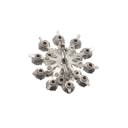 Vintage 1950s Starburst Flower Clear Rhinestone Atomic Fleur-de-Lis Costume Brooch