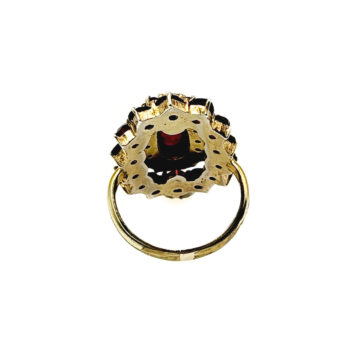 Vintage 1960s Rose Cut Pyrope Garnet Cluster and Gold Wash 900 Silver Pinky Ring Size 3 image 3