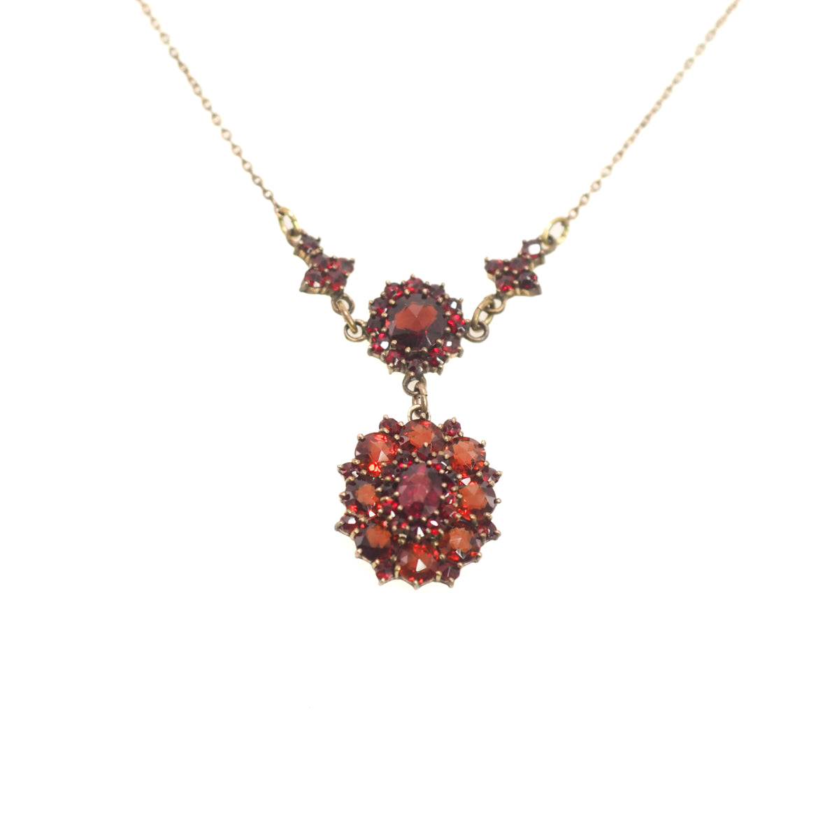 Antique 1910s Edwardian Rose Cut Bohemian Garnet and Pendant Choker 15.5" Necklace image 0