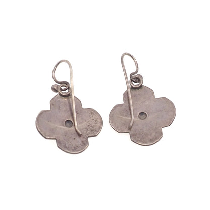 Vintage 1970s Sterling Silver Navajo Cross Drop Southwestern Native American Earrings