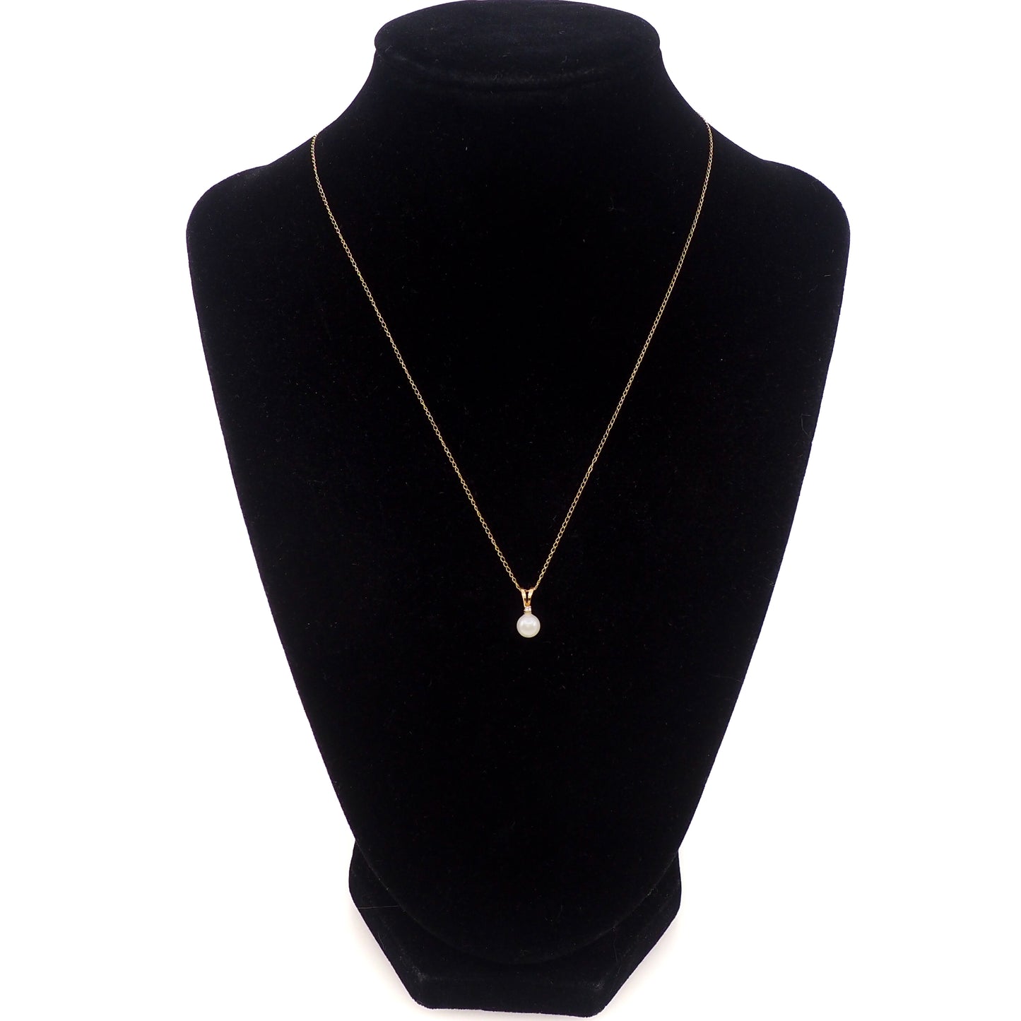Vintage 14K Yellow Gold Akoya Pearl Diamond Pendant Necklace