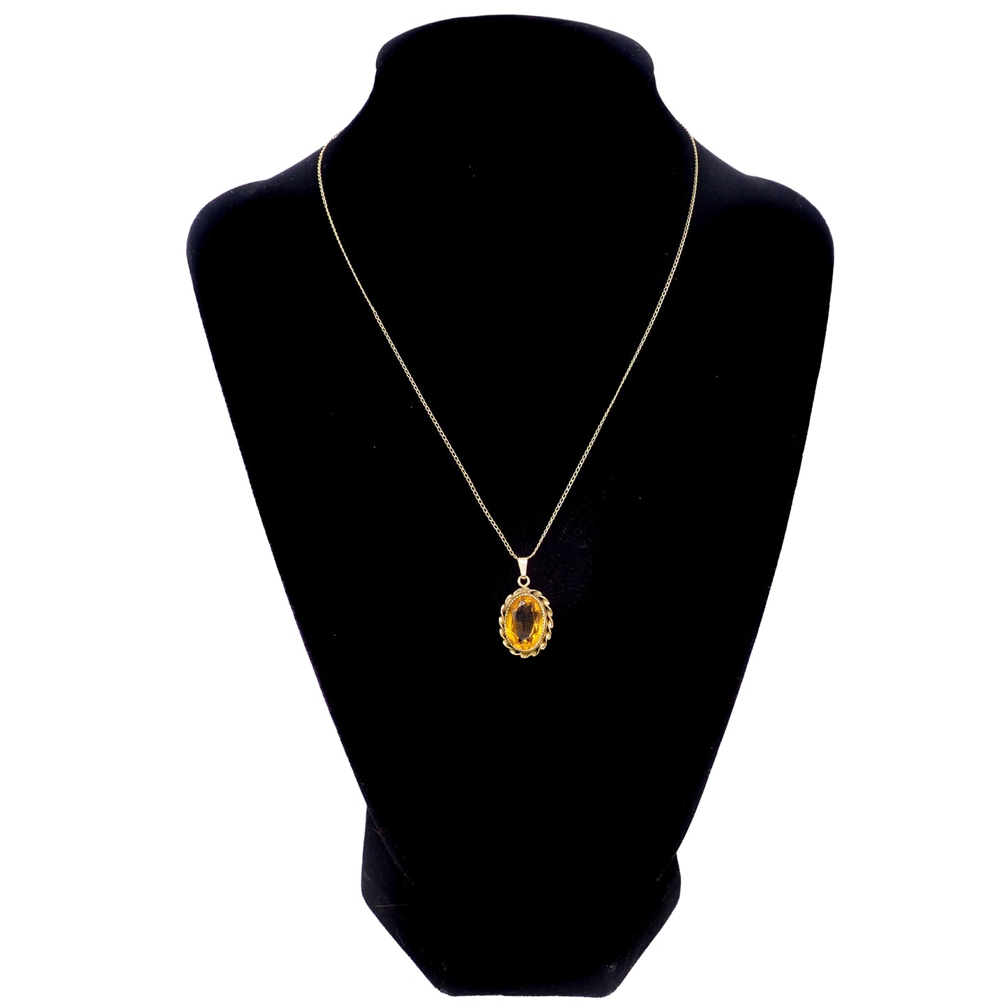 Vintage 1960s Orange Oval Glass Gold Filled Choker 16" Necklace