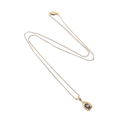 Vintage 1970s 0.50-Carat Black Star Sapphire Gold Filled Scroll Pendant 18" Necklace