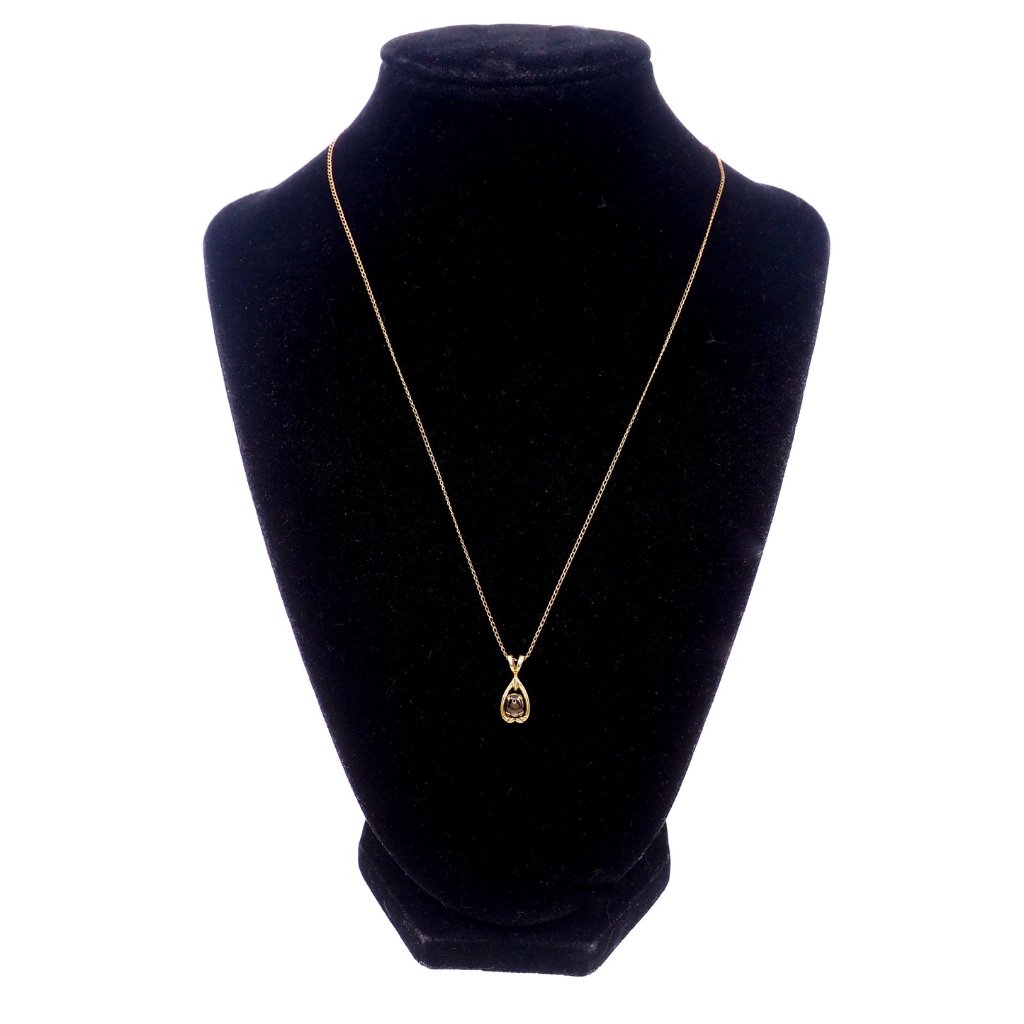 Vintage 1970s 0.50-Carat Black Star Sapphire Gold Filled Scroll Pendant 18" Necklace
